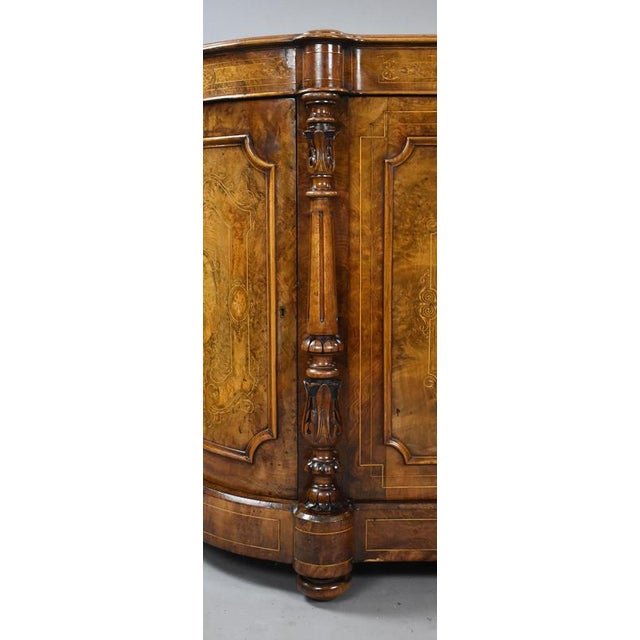 Mid 19th Century Victorian Burr Walnut Marquetry Credenza, 1860 For Sale - Image 5 of 10
