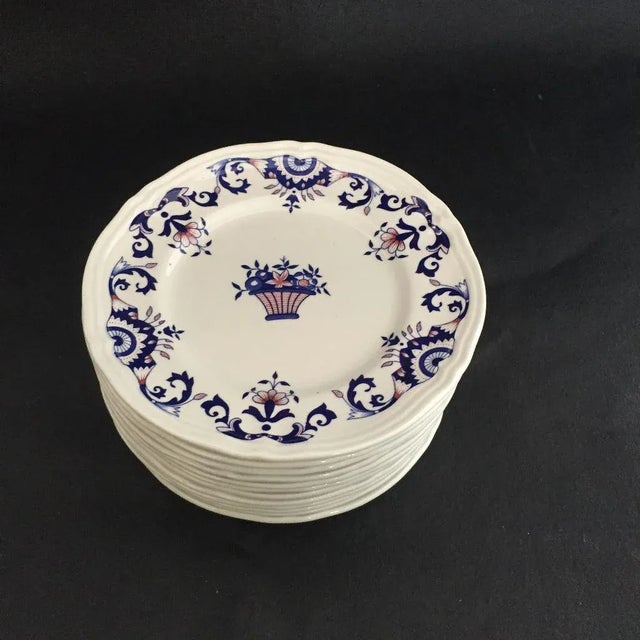 Farmhouse Vintage Hand Painted French Bread Plates - Set of 12 For Sale - Image 3 of 5