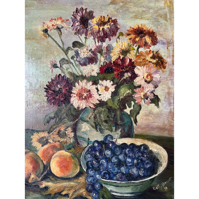 1970's Betty Gossett Impressionist Still Life Oil on Canvas Painting, Framed For Sale - Image 10 of 12