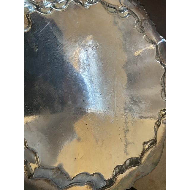 Hollywood Regency Vintage Silver Plate Tray Stamped " English Silver " 629/13 For Sale - Image 3 of 4
