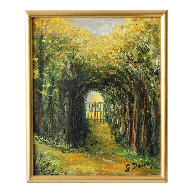 1960s Enchanting French Garden Painting For Sale