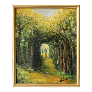 1960s Enchanting French Garden Painting