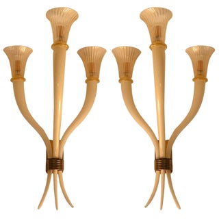 Barovier E Toso Three Arm Sconces - a Pair For Sale