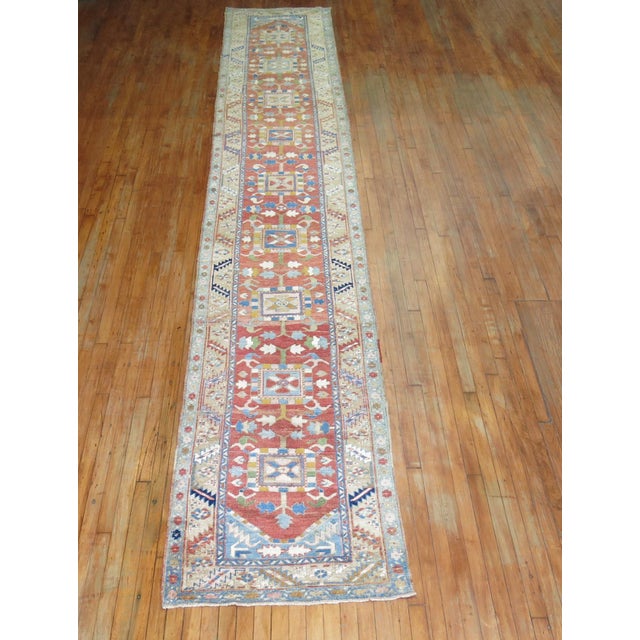 Long Antique Persian Heriz Runner - 3'2" x 17'5" For Sale In New York - Image 6 of 18