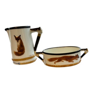 1920s Royal Doulton “Reynard the Fox” Creamer & Sugar Bowl, English Sporting Set For Sale