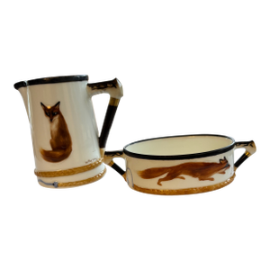 1920s Royal Doulton “Reynard the Fox” Creamer & Sugar Bowl, English Sporting Set