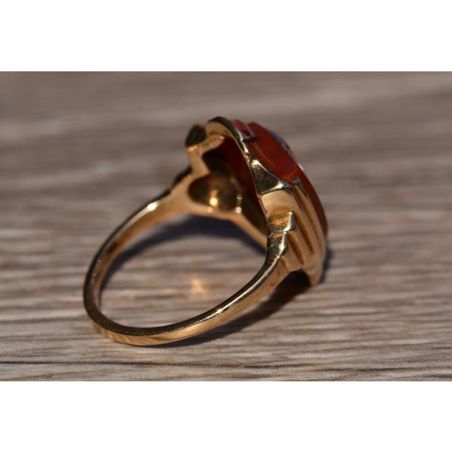 The Delnor: Vintage Helm and Hahn Shield Ring set with Diamond For Sale - Image 4 of 5