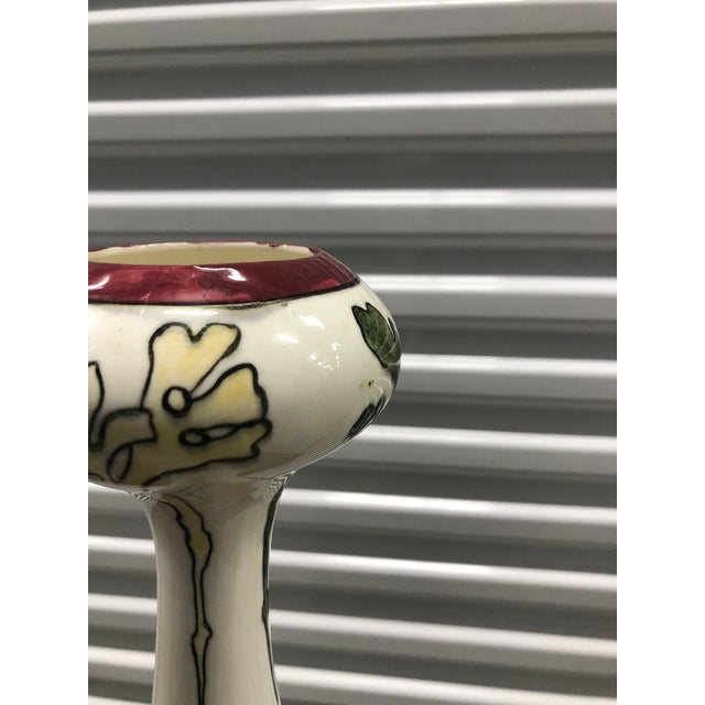 Late 19th Century Antique Green and Yellow Royal Dux Art Nouveau Round Porcelain Vase For Sale - Image 5 of 7