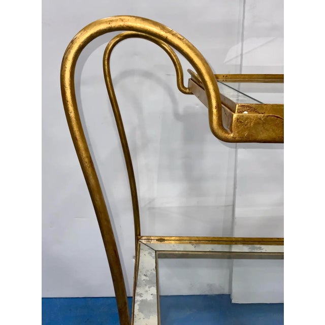 Modern Century French Modern Gold Leaf Finished Bar Cart, Attributed For Sale - Image 3 of 8