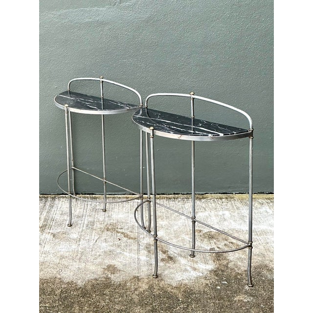 Vintage Demi-Lune Marble Top Tables - Set of 2 For Sale - Image 11 of 12