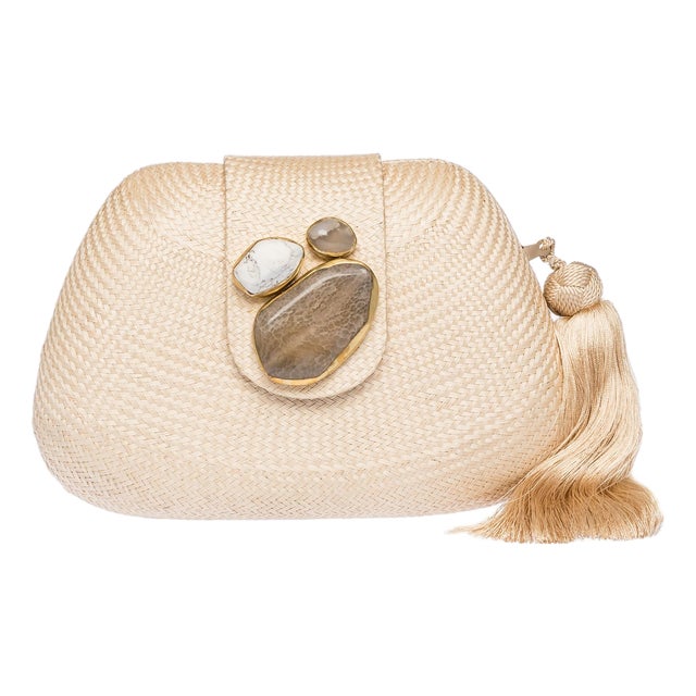 Tamu Bean Clutch in Cream For Sale
