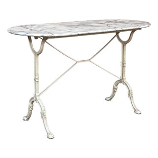 19th Century French Carrara Marble and Wrought Iron Bistro Table For Sale