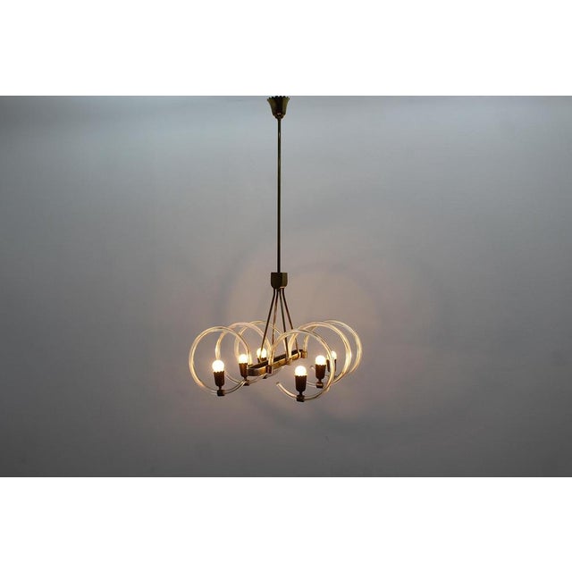 Mid-Century Murano Glass and Brass Chandelier from Barovier & Toso, Italy, 1940s For Sale - Image 16 of 18