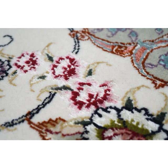 Off-white Extremely Fine Persian Tabriz Woven by the Artist Master Weaver, Wool & Silk Runner 2'9'' X 7'8'' For Sale - Image 8 of 10