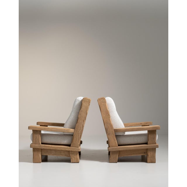 1970s Brutalist Cream Wood Pair of Club Chairs For Sale - Image 10 of 13