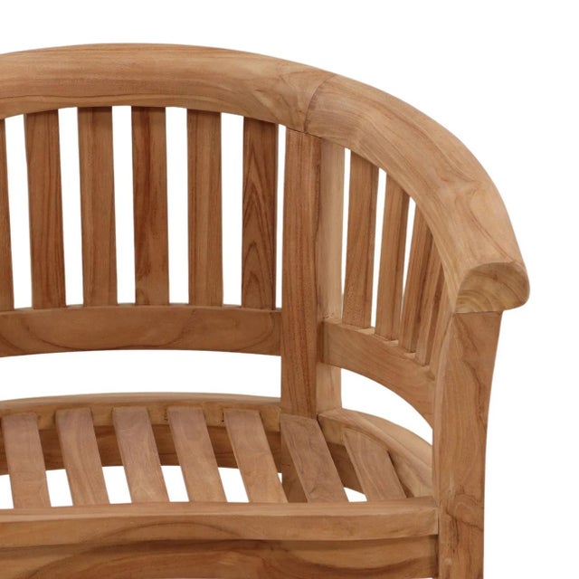 Outdoor Slatted Teak Horseshoe Chair For Sale In Los Angeles - Image 6 of 6