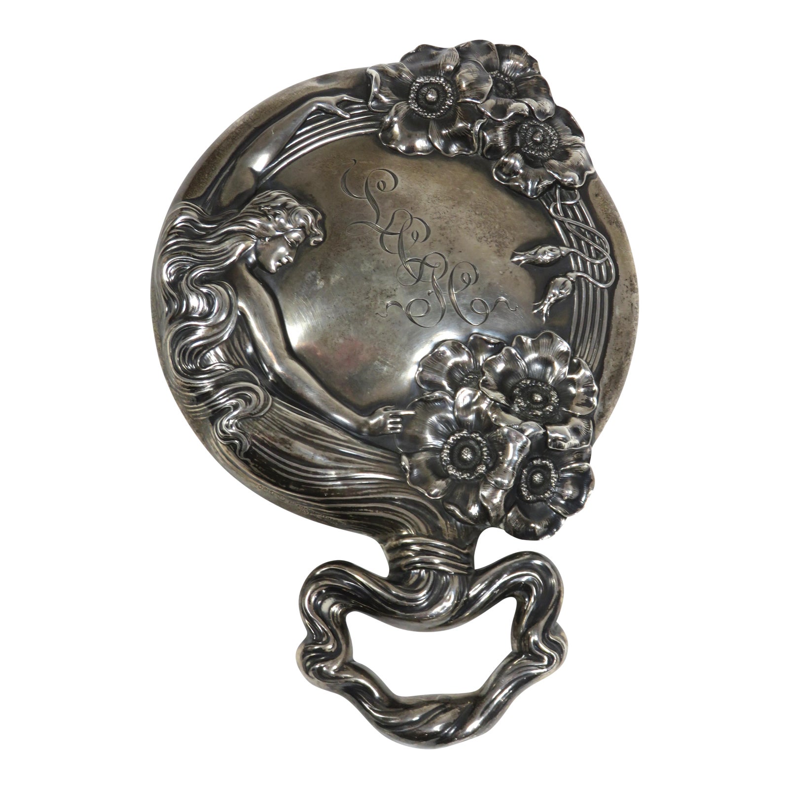 Antique Art Nouveau Sterling Silver Hand Mirror Chairish