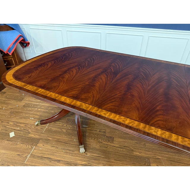 Georgian Style Multi-Banded Mahogany Dining Table by Leighton Hall - Showroom Sample For Sale - Image 13 of 16
