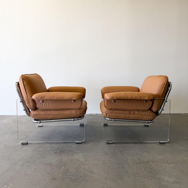 Chrome Vintage 1970s Pace Collection Argenta Lounge Chairs | Mid-Century Modern Chrome & Lucite Chairs Unsigned For Sale - Image 8 of 14