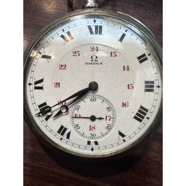 Omega Pocket Watch in Silver For Sale - Image 6 of 12