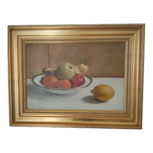 1960s Fruit Still Life Oil Painting on Board by Mary Cecil Crompton