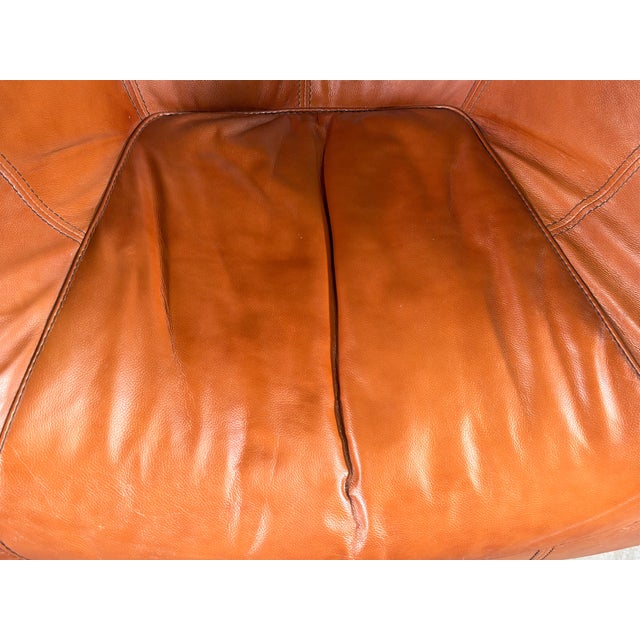 Brown Gerard Van Den Berg Style Leolux Cognac Leather Lounge Chair and Ottoman, Netherlands, 1990s For Sale - Image 8 of 16
