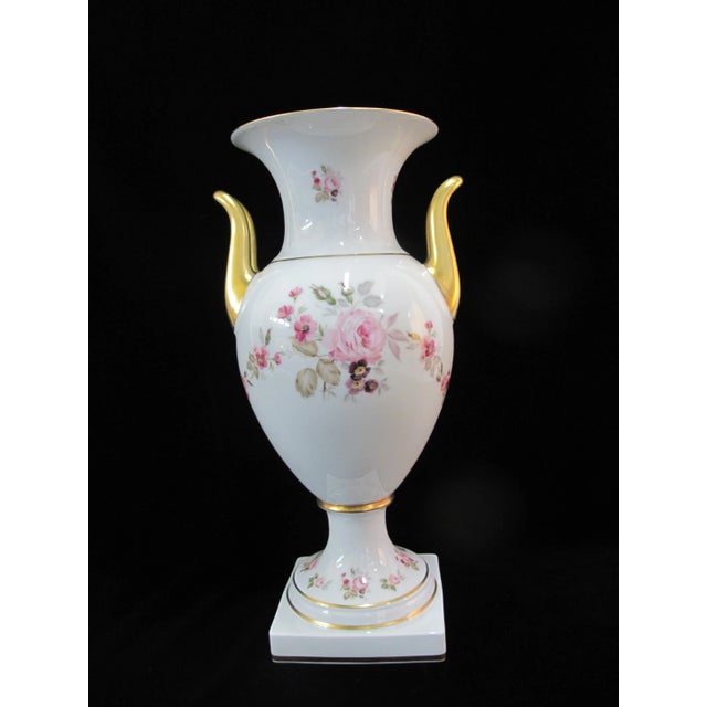 Traditional Hutscehnreuther German Hand Painted Porcelain Urn Shaped Floral Vase For Sale - Image 3 of 8