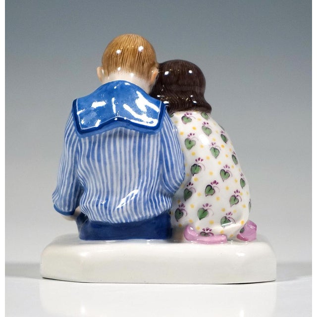 Art Nouveau Children with Picture Book Figurine by Frieda Strauss for Meissen, 1890s For Sale - Image 3 of 6