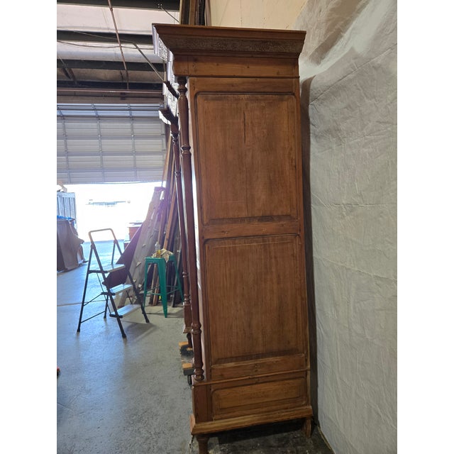 French Provincial Antique French Provincial Pine Armoire | Louis XVI Revival For Sale - Image 3 of 12