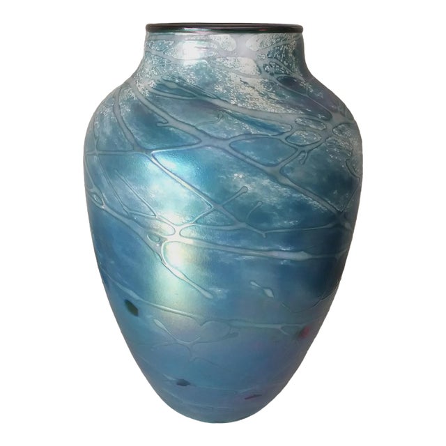 Tom Stoenner Art Glass, Hand Blown Large Luster Vase, 1998 - Signed and Dated For Sale