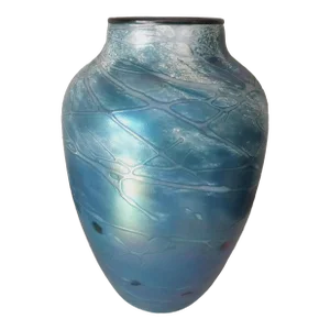 Tom Stoenner Art Glass, Hand Blown Large Luster Vase, 1998 - Signed and Dated