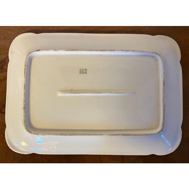 Antique 19th Century Aesthetic Movement CFH GDM French Limoges Porcelain Rectangular Tray or Platter With Hand Painted Irises For Sale In New York - Image 6 of 7