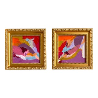 "When Love Gets Messy" Pair of Framed Paintings by Jessalin Beutler For Sale