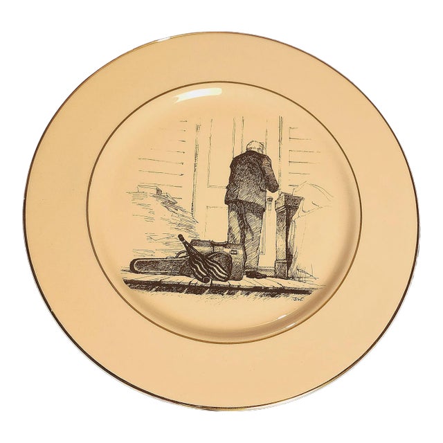 1980s "Portrait of Chris Sanderson" Plate, by James Jamie Wyeth, Chadds Ford For Sale