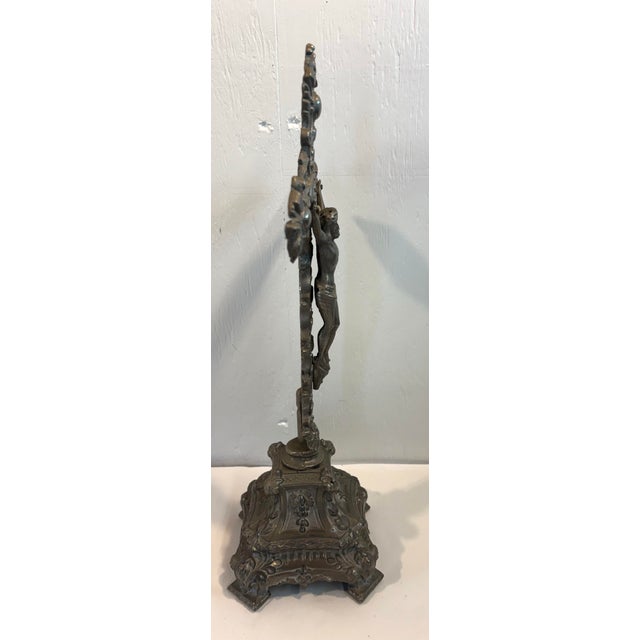 Gorgeous Free Standing Pewter Crucifix For Sale - Image 9 of 10