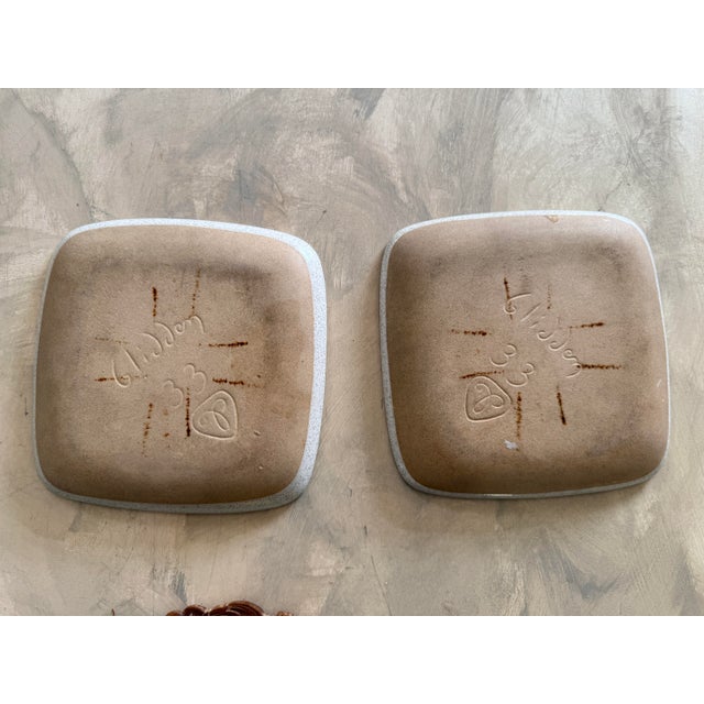1960s Vintage Glidden Pottery Speckled Square 8.25” Plates – Mid-Century California Stoneware, Set of 2 For Sale - Image 5 of 10