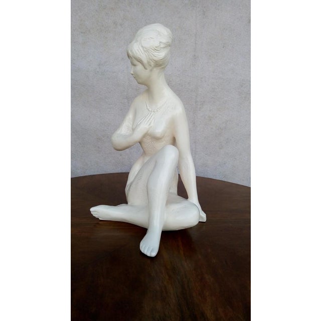 Cream Mid-Century South Bohemian Jihokera Bechyne Sculpture attributed to Bohumil Kokrda For Sale - Image 8 of 18