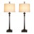 Late 20th Century Restoration Hardware Architectural Candlestick Table Lamps With Belgian Linen Drum Shades - a Pair For Sale