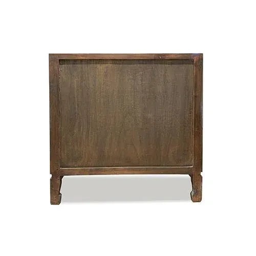 1980s 1980s Asian Elm Wood Rattan Inlaid Three Drawers Dresser For Sale - Image 5 of 6