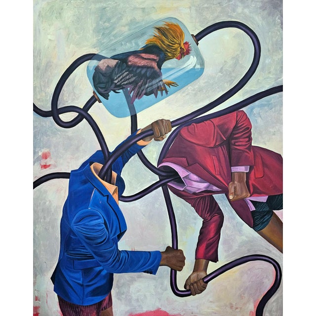 Three-Ni-Ty, Surrealism Painting by Macaulay Barnabas (2025) Acrylic on Canvas For Sale