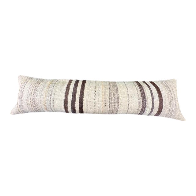 Turkish Hemp Pillow Cushion Natural Beige Brown Cushion Cover 12"x46" For Sale