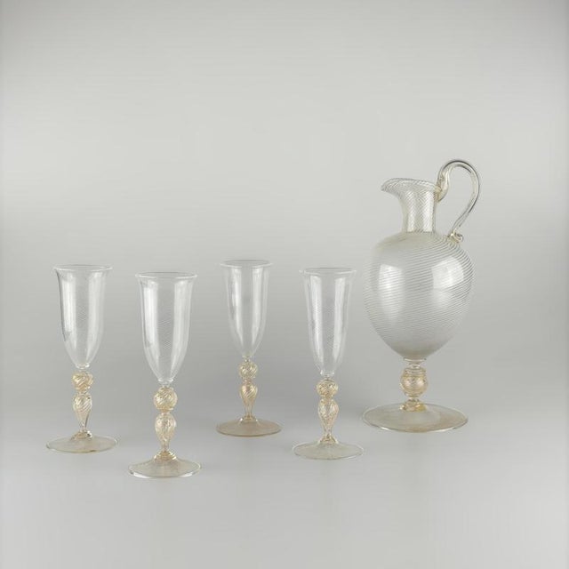 An exceptionally rare champagne service designed by Carlo Scarpa for Venini during his earliest and most experimental...