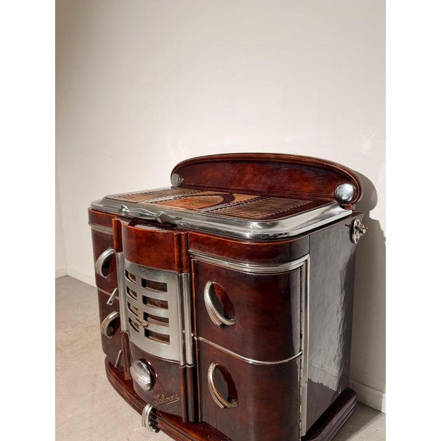 Black Art Deco Enamel and Chrome 4839 Stove Cooker from Fobrux For Sale - Image 8 of 9