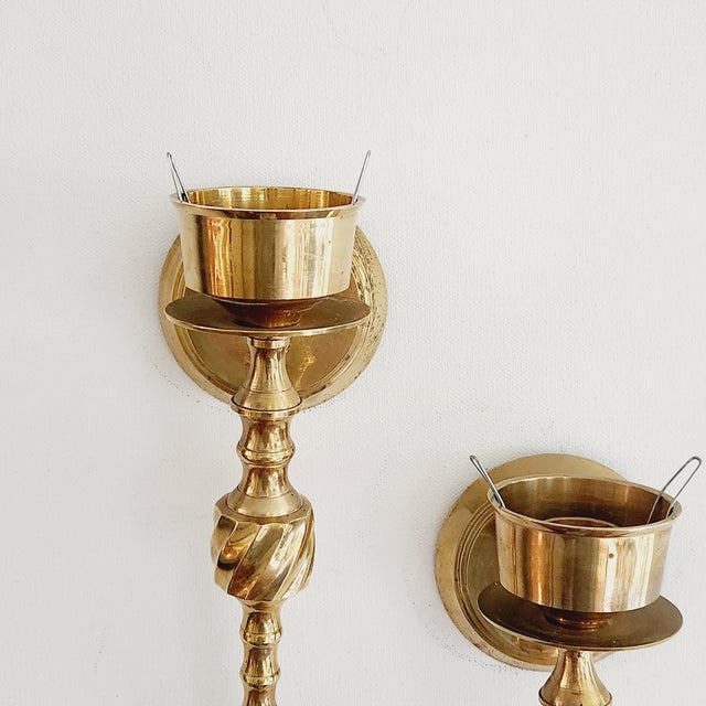 Two incredibly beautiful wall candle holders, Brass, Pre-loved Vintage Condition, Twisted Design. Decor style: Old World...