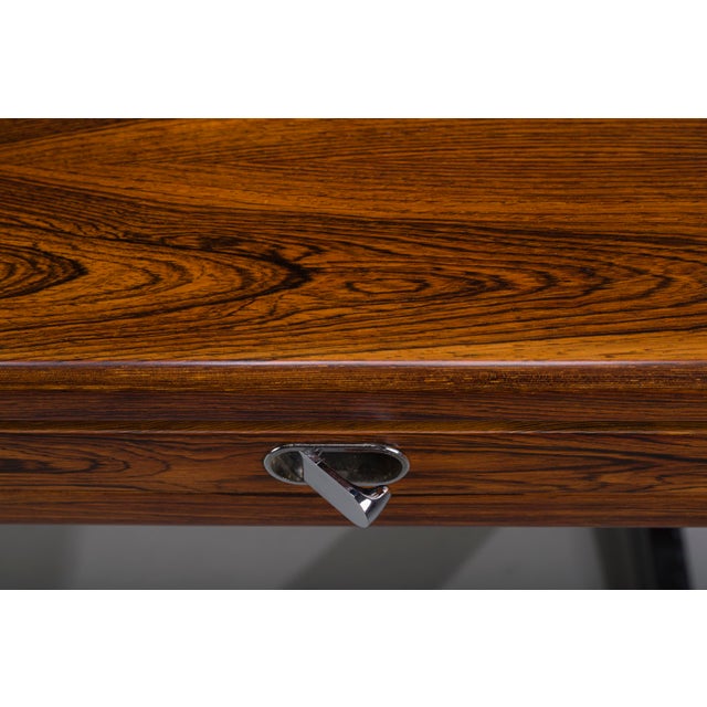 Executive Desk in Fine Hardwood Veneer on Nickel-Plated Steel Legs, 1970s For Sale - Image 18 of 18