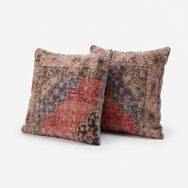 This beautiful 24'' x 24'' pillow cover set was made from authentic Turkish rug pieces. Bright colors of wool adorn the...