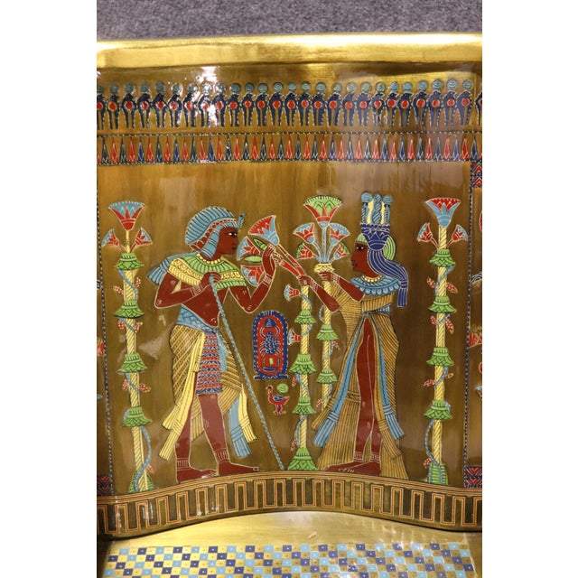 Wood Unique Egyptian Revival Gilded Figural Bench With Carved Lions For Sale - Image 7 of 17