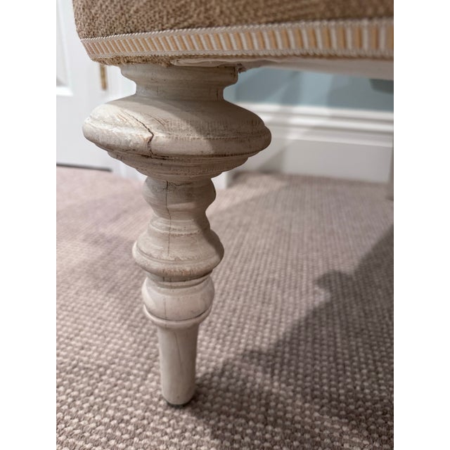 Upholstered Accent Chair With Turned Wood Legs For Sale - Image 11 of 14