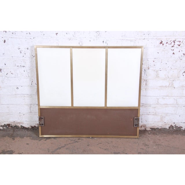 Brass Paul McCobb for Calvin Furniture Brass and Naugahyde Twin Size Headboard For Sale - Image 8 of 8