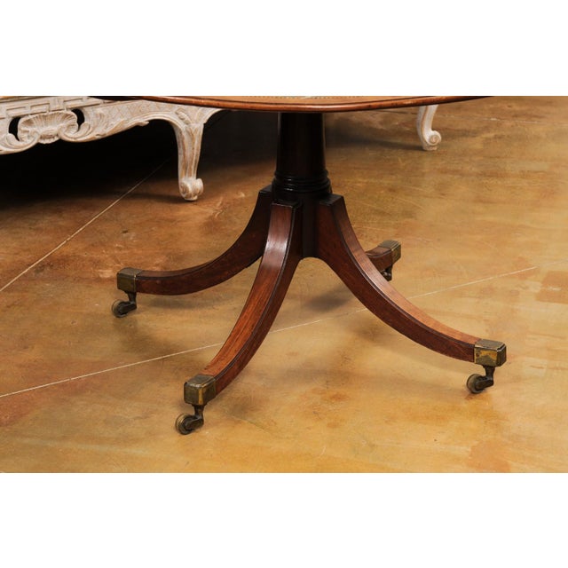 Metal Early 20th Century English Turn of the Century Mahogany Tilt Top Center Table with Leather Top For Sale - Image 7 of 12